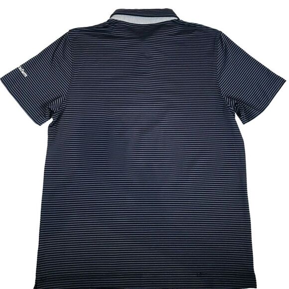 Aquascutum Golf Polo Shirt Mens Size M Grey Fitted Striped Short Sleeve Trim - Picture 4 of 16